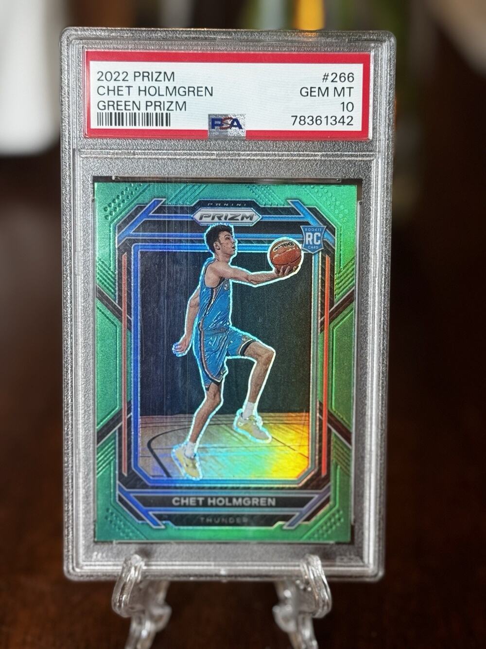 2022 Prizm Green Prizm #266 Chet Holmgren RC - OKC Thunder - PSA 10 GEM MT